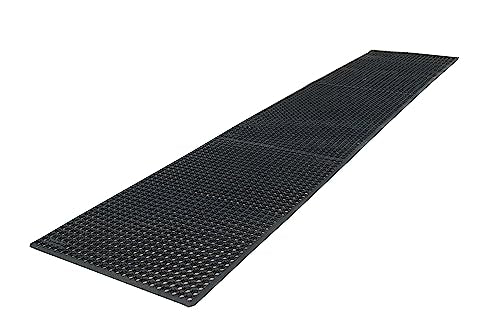 Rhino Mats, K-Series Comfort Tract Anti-Fatigue Drain-Thru Beveled Floor Mat, Drainage Non-Slip Grease-Resistance for Kitchen, Restaurant, Pool, Gym, Bar or Patio (Black, 3' x 15' x 0.5") - size: 3' x 15'