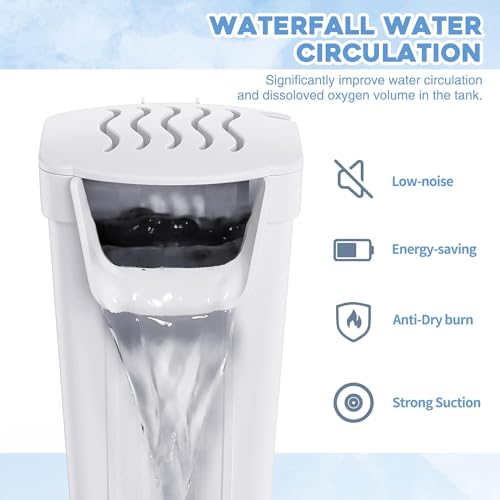 Moonorange Aquarium Power Filter(3.5W), Turtle Tank Filter, Silent Low-Water Filter for Small Fish Tank, Reptile Tank Up to 15Gallon, with 4pcs Cartridges.(White) - color: White +4 Cartridges