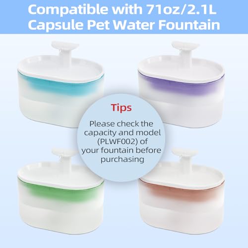 16 Pack Cat Water Fountain Filter Replacement for PLWF002 71oz/2.1L Capsule Pet Water Fountain with 8 Pre-Filter Sponges, Pet Fountain Filter Replacement with Four Filtration System, BPA-Free - size: 16 Filters+16 Sponges