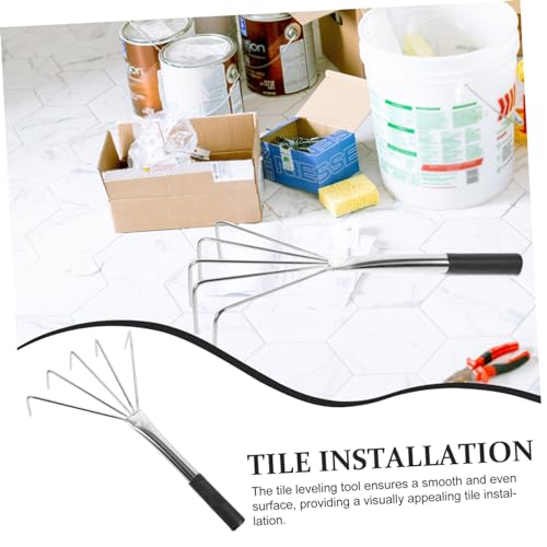 YARNOW Heavy Duty Ground Leveler Tile Tools Pro Stainless Steel Rake for Flat Dust