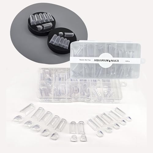 Long Square Press on Nails with Syringe, 60 Nail Tips, 60 Full Cover Corks