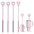 FreshNGo Silicone Straw Cleaner Brush, 4-Pcs Reusable Extra-Long Brush for Cleaning Metal & Glass Straws, Milkshake & Tumbler, 6mm+9mm, Pink(4, Pink) - color: Pink
