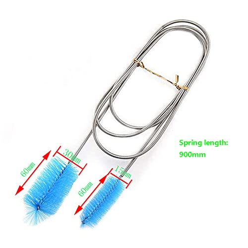 Aquarium Flexible Drain Brush, Stainless Steel Long Pipe Cleaner Flexible Double Ended Bristles Tube Cleaning Brush Cleaning Tool for Home Kitchen Drain Pipe 1PCS