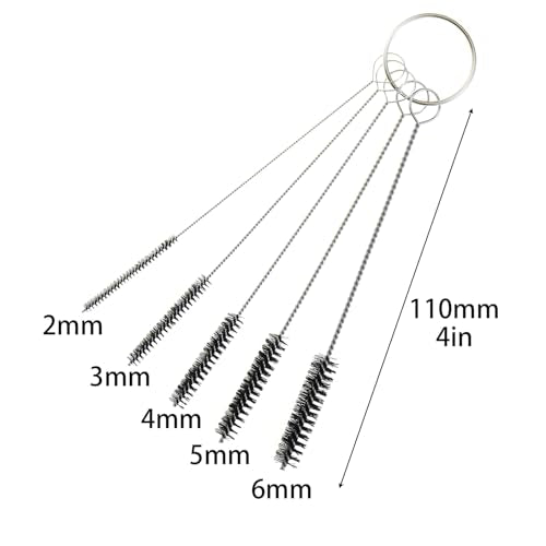 MEETOOT 15-Piece 4-Inch Nylon Tube Brush Set, Straw Cleaning Brush, Carburetor Cleaning Brush, Small Wire Brush, Cleaning Tools, Black