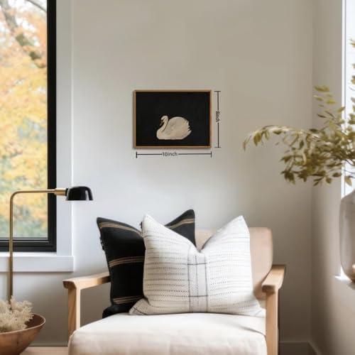 OIQArtOIQ Vintage Framed Wall Art Moody Grace Swan Canvas Art Prints Rustic Farmhouse Pictures Wall Decor Modern Cottagecore Paintings Artwork For Bedroom Kitchen Bathroom Office Living Room - color: Elegant Swan, size: 8x10 in