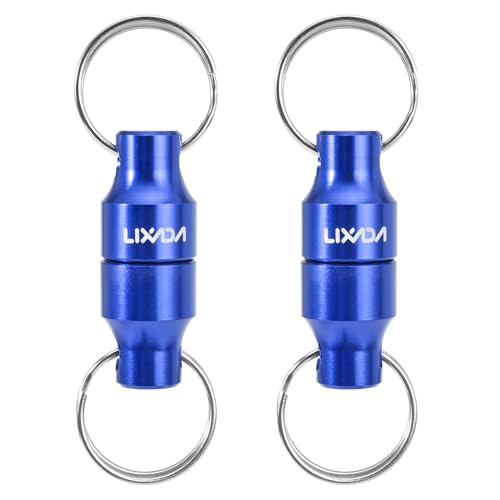 Lixada Magnetic Net Release Holder Fly Fishing Net Retractor Fishing Net Keeper Magnet Clip Landing Net Connector for Fishing Hooks, Lures, Flies, Trout Line - color: Blue, style: 2 Connectors