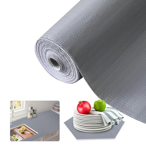 Beautysaid Shelf and Drawer Liner for Kitchen Cabinet, Non Adhesive Non Slip Shelf Paper Waterproof Washable Thickened for Dresser Pantry Shelve Bathroom Protector Liner(Gray,12 in x 10 FT) - color: Gray, size: 12"W x 118"L