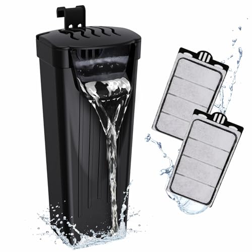 GOZILLA Turtle Tank Filter 74GPH, Low Water Level Turtle Tank 3.5W Fish Tank Aquarium Filters for Small Tanks up to 15 Gallons Include 2 Replacement Cartridge.(Black)