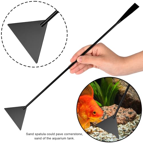 15Inch Extra Long Design Aquarium Aquascaping Tool Stainless Steel Aquascape Tools Kit 4 in 1 Anti-Rust Fish Tank Starter Kit with Long Tweezers Scissors Spatula for Aquarium Plants (Black) - color: Black