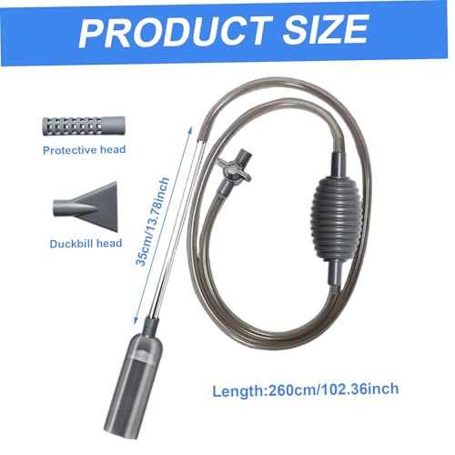 Fish Tank Vacuum Gravel Cleaner with Manual Pump – Flows Adjustable Aquarium Siphon with 3 Different Nozzles Water Changer for Home
