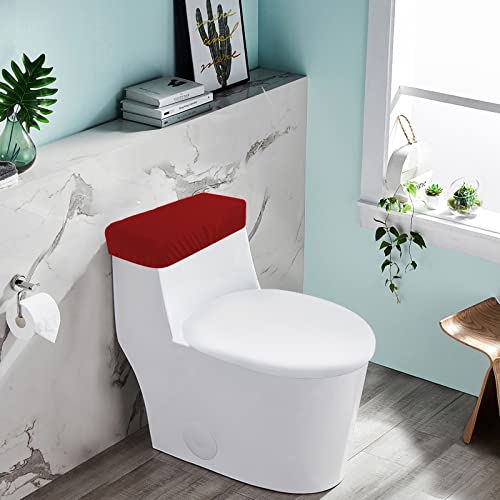 Toilet Tank Lid Cover, Bathroom Stretch Washable Spandex Toilet Tank Protector Cover with Elastic Bottom, Burgundy - color: Burgundy