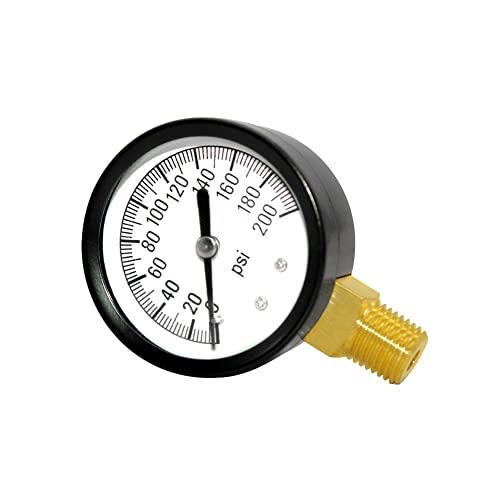 Joywayus Pressure Gauge 0 to 200 PSI Brass 1/4" Male NPT Thread Lower Mount, Multiple Function - size: 0-200PSI--1/4", style: No Glycerin Filled