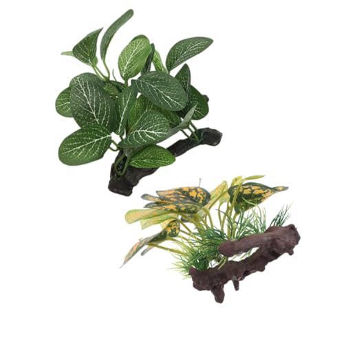 2pcs Aquarium Artificial Plastic Plants Fish Tank Accessories Leaf Hammock Pad Small Tank Decorations Plastic Fish Hides for Betta and Goldfish