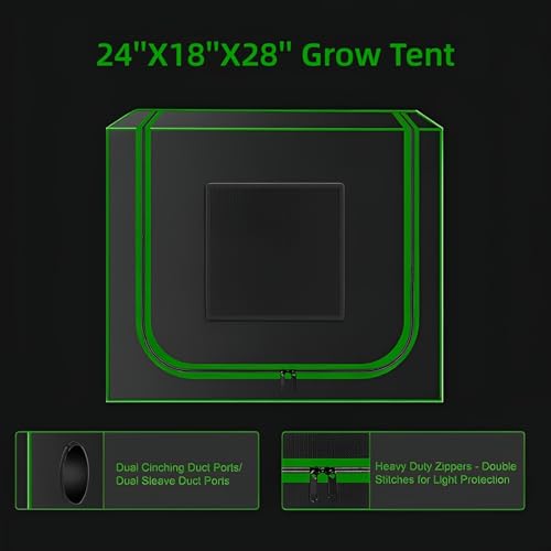 Small Grow Tent for Aerogarden，24”x18”x28” ，Hydroponics Growing System ，Highly Reflective 600D Diamond Mylar Canvas with Ventilation window and Floor Tray for Hydroponic Indoor Plant Growing - size: 24"x18"x28"