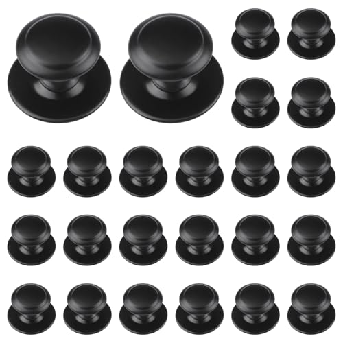 MOROBOR Stainless Steel Drawer Knobs, 24pcs Self-Stick Instant Cabinet Pulls, 1.18Inch Adhesive Sliding Door Stick On Handle with Mounting Screws for Glass Cabinet Cupboard Drawer (Matte Black) - color: Matte Black-24PCS, size: 1.18Inch