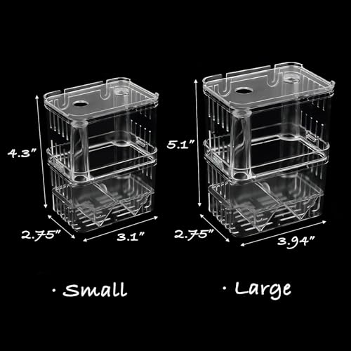 Petzilla in-Tank Aquarium Breeder Box for Fish Tank, Breeding Incubator for Small Fish Hatchery, Acrylic Divider for Shrimp Clownfish Aggressive Injured Fish (Large) - size: Large