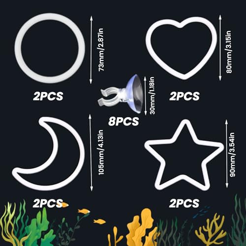 8Pcs Betta Exercise Ring with Suction-Cup, Betta Fish Toys, Beta Fish Aquariums Accessories, Fish Feeding Ring for Betta Tank