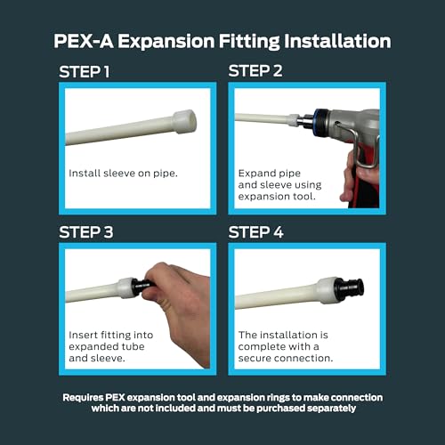 SharkBite 1/2 Inch x 3/4 Inch Expansion Reducing Coupling for PEX-A Pipe, Made in the USA, Pack of 5, Plastic Plumbing Fittings, Poly Reducing Coupling for PEX-A Tubing, UA058A5