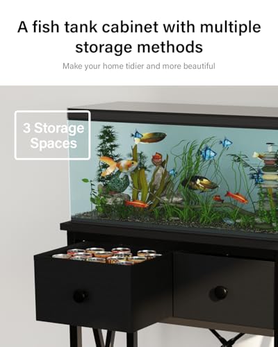 Fish Tank Stand 10 Gallon: Sturdy Aquarium Stand with Accessories Storage - Metal Fish Tank Table for 5-10 Gallon Reptile Breeder Turtle Terrarium - 19.4"X11.5" Weight Capacity 220 lbs