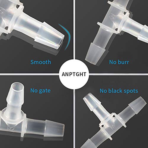 1/4" Tee Fitting Equal Barb 3 Way Hose Splicer Joint Mender Adapter Union for Fuel Gas Liquid Air (Pack of 5) - size: 1/4 inch