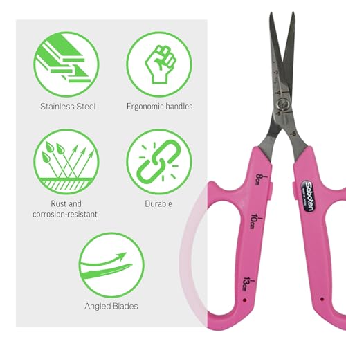 Saboten Stainless Steel Angled Blade Trimming Scissors Pink PT-13 160mm Precision Gardening Bonsai and Floral Shears Made in Japan - color: Pink, size: Stainless Steel Angled Blade