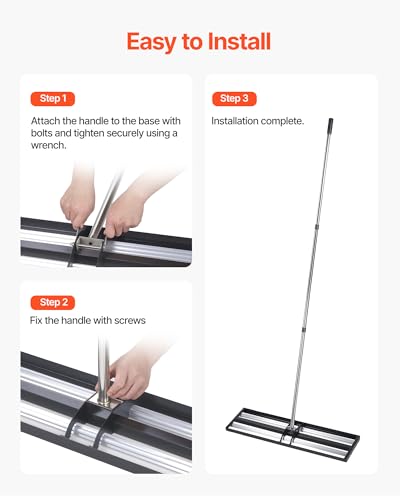 VEVOR Updated Lawn Leveling Rake with Roller, 36" x 10" Stainless Steel Lawn Leveler with 83.9" Adjustable Handle, Heavy Duty Yard Leveling Rake, Effort Saving Lawn Leveling Tool for Yard Golf Court - size: 10*36*84in (with Roller)
