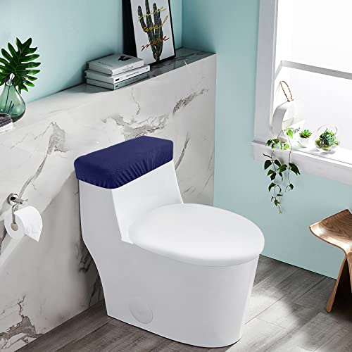 Toilet Tank Lid Cover, Bathroom Stretch Washable Spandex Toilet Tank Protector Cover with Elastic Bottom, Navy - color: Navy