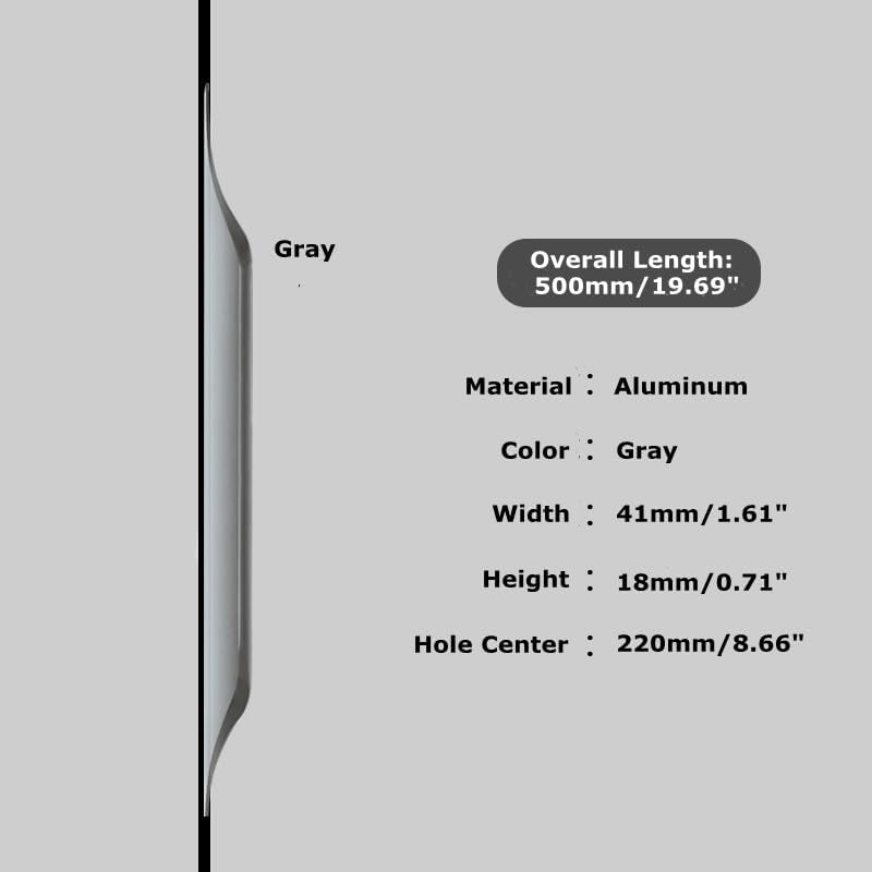 5 Pack Gray Finger Pulls for Cabinets, Streamlined Long Concealed Handle for Home Kitchen Door Drawer Cabinet, Mount Finger Edge Tab Pull Aluminum (500mm/19.69" Overall Length) - color: Gray, size: 500mm/19.69" Overall Length