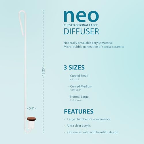 Aquario Neo CO2 Aquarium Diffuser - CO2 Diffuser Aquarium Kit, CO2 Diffuser for Aquarium Plants, CO2 System for Aquarium - Curved Original Diffuser, Large - size: Large