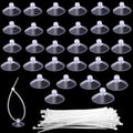 30 Pcs Suction Cups with 50 Pcs Adjustable Zip Ties 25mm & 35mm Aquarium Suction Cups Rubber Sucker Pad for Home Garden Fish Tank Tubing Binding Moss Shrimp Nest Decorations