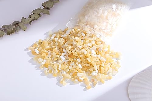 QINJIEJIE Yellow Jade Crystals Chips Natural Stone Gravel Bulk Crushed Rocks Pieces Polished Quartz Stone 0.55Lbs Decorative Fish Tank Pebbles Vase Filler Irregular Shaped Tumbled Gemstone for Home - color: Yellow Jade, size: 0.55 Pound