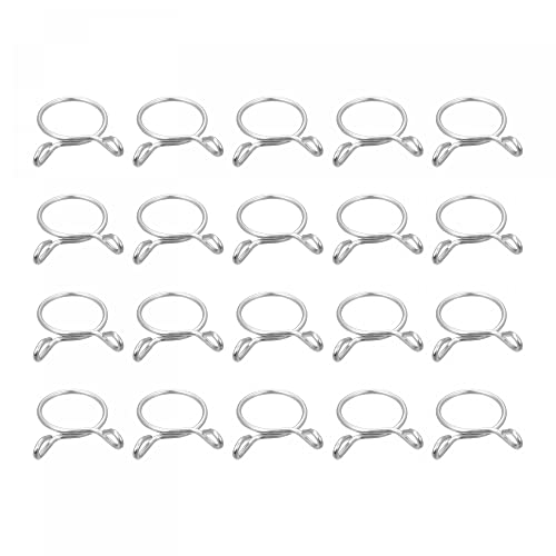 uxcell Fuel Line Hose Clips, 20pcs 19mm ID Fit 20.5-21mm OD Hose 304 Stainless Steel Water Pipe Air Tubing Spring Hose Clamps for Motorcycle Scooter - size: 19mm