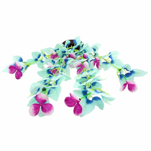 16 Inch Aquarium Fish Tank Plant Betta Fish Tank Decor,2 Pack Silk Aquarium Plants for Aquarium Decoration (White-Blue) - size: White-Blue