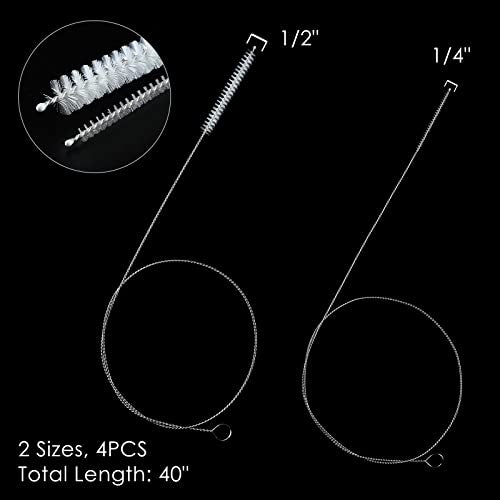 40 Inches Brush Cleaner for Cleaning Straw, Kegerator, Feeding Tube, Siphon Hose, Sunroof Drain, Refrigerator Drain, 4PCS (White) - color: 1-white