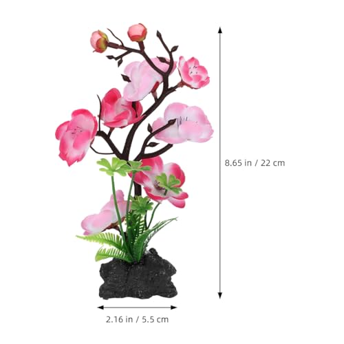 Luxshiny Artificial Cherry Blossom Trees with Base Artificial Fish Tank Plants with Rock Sushi Plate Japanese Restaurant Decor