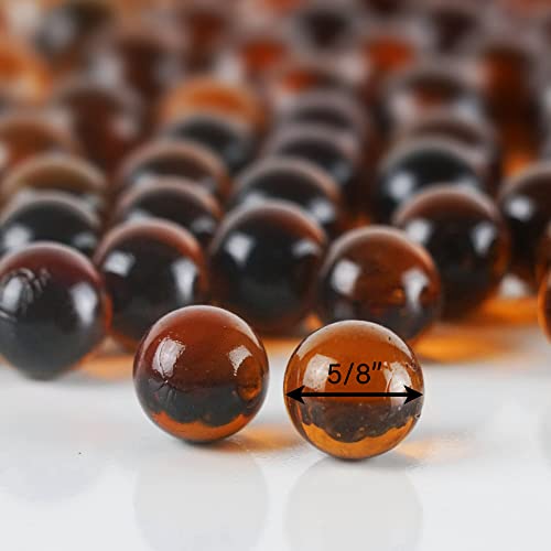 CYS EXCEL Amber Glass Gemstone Vase Filler (5 LBS) Aquarium Round Marble Beads Decorative Mosaic Pebbles - color: Amber, size: 5 LBS