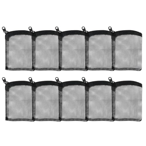 AQUANEAT 10pcs Aquarium Filter Media Bags, Fish Tank Coarse Mesh Bags with Plastic Zipper for Activated Carbon (3" x 4") - size: 3" x 4"