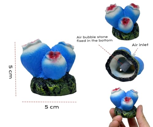 Aquarium Coral Flower Air Bubbler with Air Bubble Stone, Realistic Fish Tank Coral Flower Decor for Increase Oxygen, Cute Air Bubble Maker for Small Big Fish Tank Betta Aquarium (Blue Coral) - color: Blue Coral