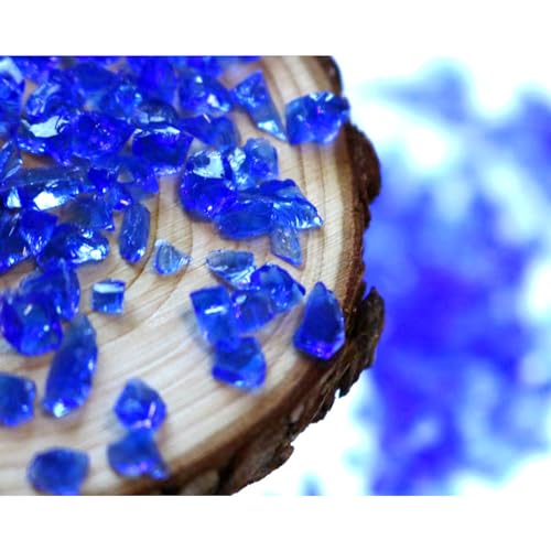 Dark Blue Broken Glass Chips,2-4mm Crystals Sparkle Crushed,for Resin Craft/Vase Fish Tank/Candle Base Filling Sparkling Stone,Or Garden Floor Wall Colorful Decoration Pieces(100g) - color: dark blue