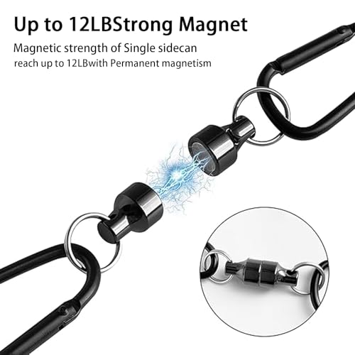 Magnetic Net Release Fly Fishing Net Retractor Magnetic Keychain, for Fly Fishing with Retractable Coiled Lanyard Carabiner - color: Silver Iron