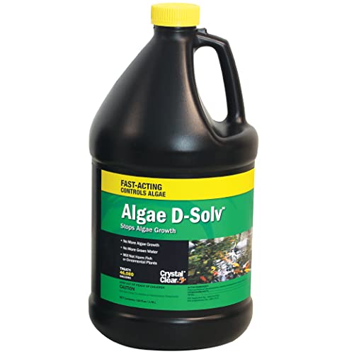 CrystalClear Algae D-Solv Pond Algae Control, Fast-Acting EPA Registered Algaecide, Use in Fountains & Outdoor Ponds Containing Koi & Other Fish, Treats 46,080 Gallons, 1 Gallon - size: 1 Gallon