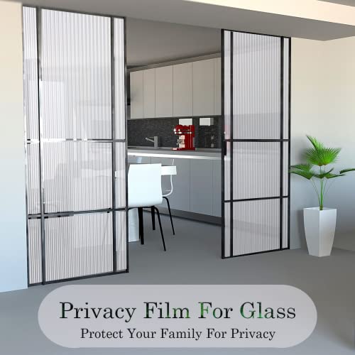 Window Privacy Film Stripe Pattern Non Adhesive Static Cling Frosted Window Film 3D Window Decals Sun Blocker Heat Control Vinyl Stickers for Bedroom Home Office Living Room (White, 11.8 x 78.7 Inch) - color: Narrow Stripe, size: 11.8'' x 78.7''