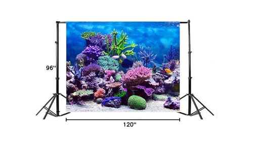 10x8ft Coral and Fish Under Sea Backdrop Aquarium Underwater World Tropical Seabed Atoll Reef Background for Photography Marin Ocean Diving Summer Boy Girl Portrait Photo Studio Props Vinyl - size: 10x8ft