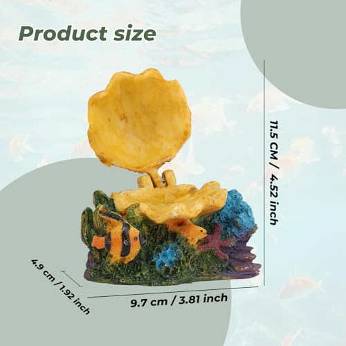 WishLotus Aquarium Bubbler Decorations, Opening and Closing Shells Air Bubbler Decor Ornament for Fish Tank (Yellow, S) - color: Yellow, S