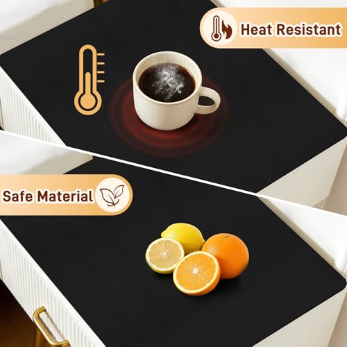 Cuttable PU Leather Nightstand Mat - 15.7x11.8in, Waterproof, Heat Resistant & Non-Slip Night Stand Accessories, Bedside Table Mat, Dresser Protector Top, End Table Cover, Small Desk Mat, Black - color: Black, size: 15.7" x 11.8"