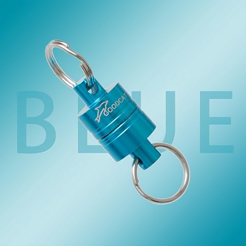 GOODCAT Strongest Magnetic Fly Fishing Net Release - Retractable Coiled Lanyard with Carabiner, Magnet Keychain Clip Retractor - color: A:Blue