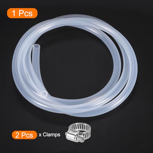 MECCANIXITY 3.3ft Clear Silicone Rubber Tubing 3/16" ID Plastic Tube Flexible Air Hose for Brewing, Wine Making, Pump Siphon, 5mm x 7mm, with 2pcs Clamps - color: Clear, size: 5mm x 7mm