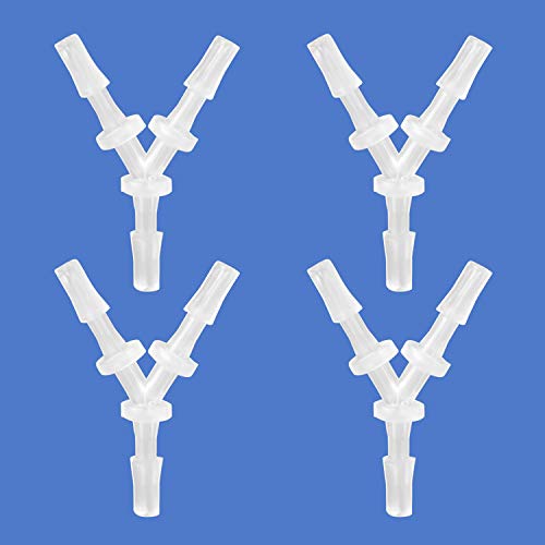 Quickun 5/32" Hose Barb Fitting Equal Barbed Y Shaped 3 Way Plastic Joint Splicer Mender Adapter Union for Air Line Tubing Pipe (Pack of 4) - size: 5/32"