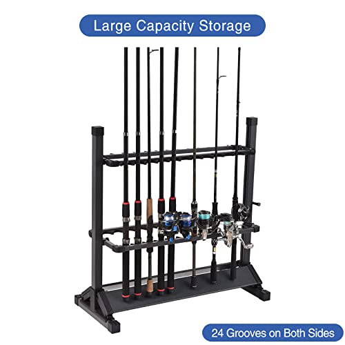 JOYWAVE Fishing Rod Holders,Aluminium Fishing Pole Holders,Portable Fishing Rod Rack,Holds Up to 24 Rods,Fishing Pole Vertical Ground Display Rack