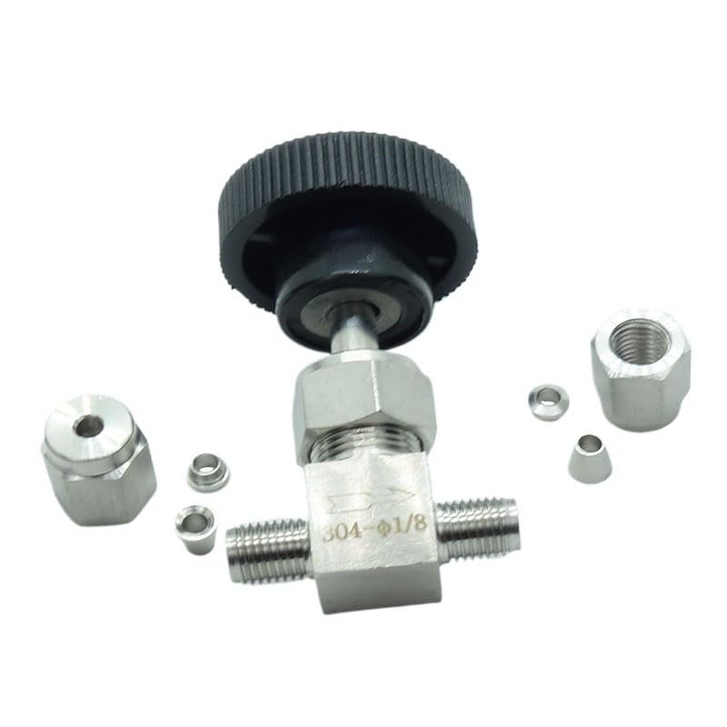 1 Piece Stainless Steel 304 1/8" Tube OD Double Ferrule Compression Fitting Instrument Needle Valve - size: Straight 1/8" OD